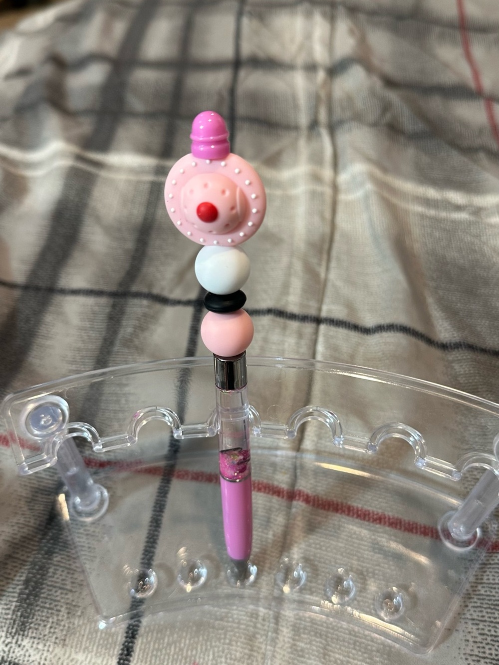 Spaceship snow globe beaded pen